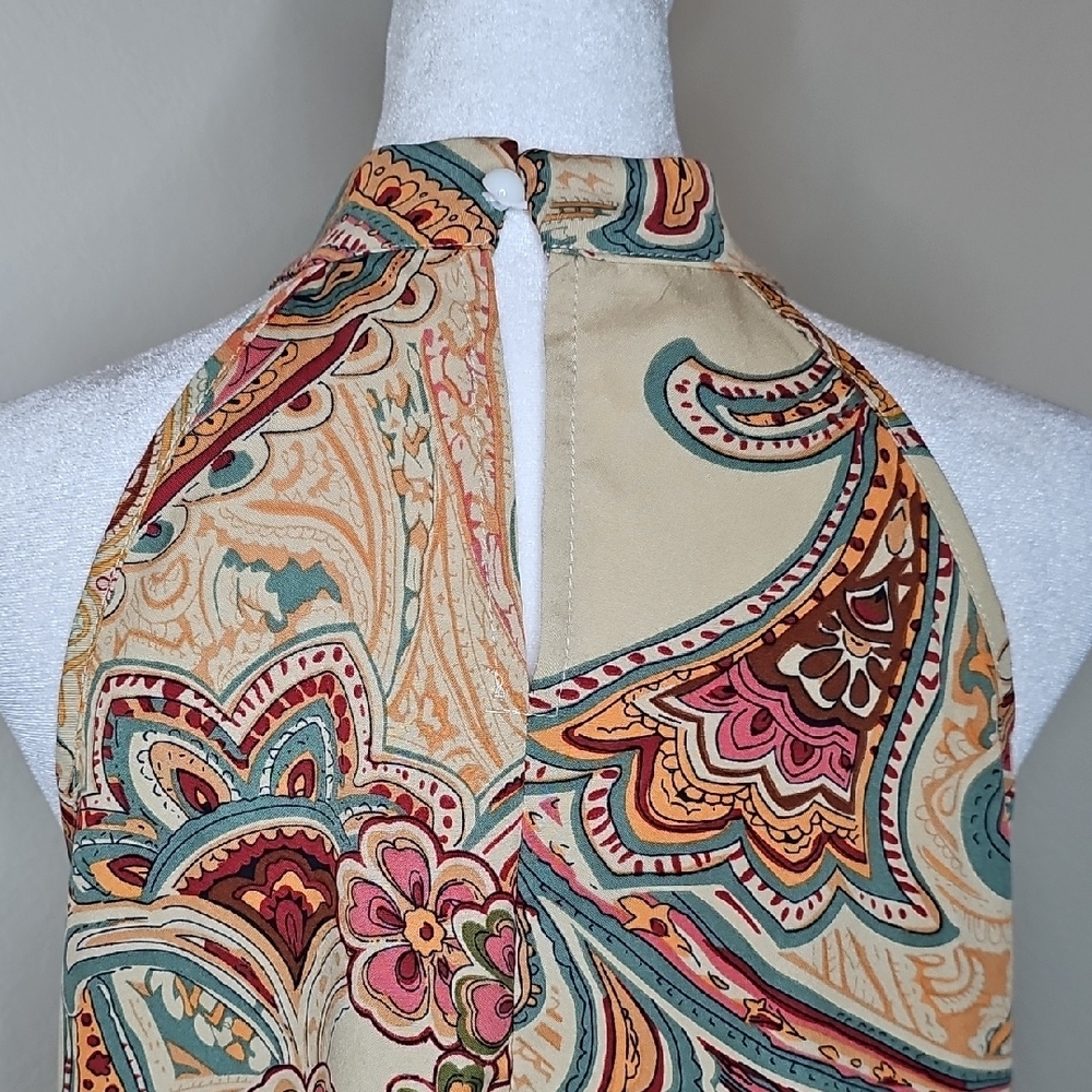 Paisley Halter Sleeveless Multi-color Top Sz M - Picture 5 of 8